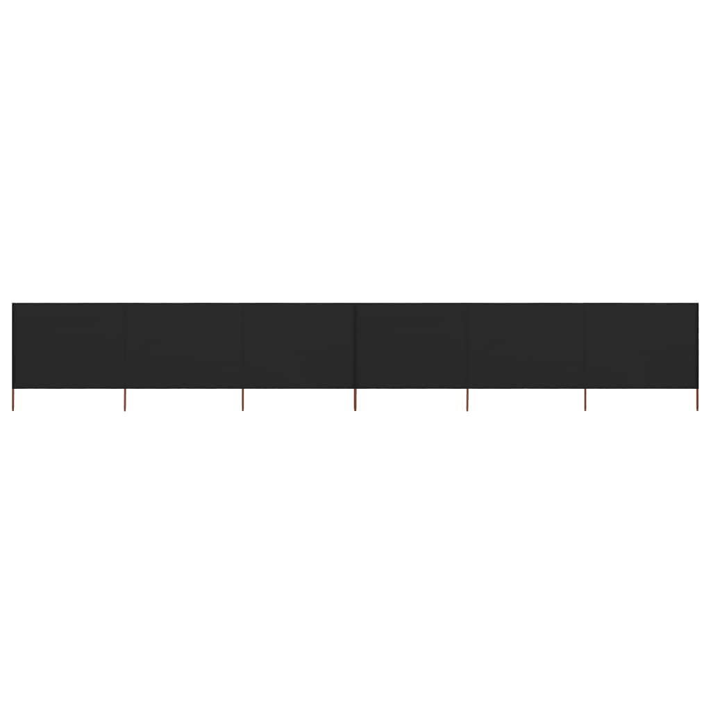 vidaXL 6-Panel Folding Wind Screen Fabric, Outdoor Side Awning, Non-Woven Fabric and Wooden Poles, 800x120 cm Size, Wind Shelter, Black