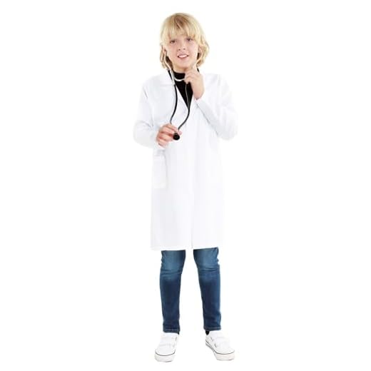 Bata Blanca Disfraz Médico Niña y Niño【Tallas Infantiles de 5 a 12 años】[Talla 10-12 años] | Bata Laboratorio Científico Doctor para disfraz Carnaval Halloween Fiestas Disfraces