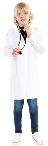 Bata Blanca Disfraz Médico Niña y Niño【Tallas Infantiles de 5 a 12 años】[Talla 5-6 años] | Bata Laboratorio Científico Doctor para disfraz Carnaval Halloween Fiestas Disfraces