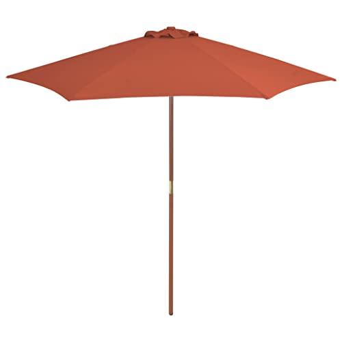 Mimdixy Sonnensegel Balkon Sichtschutz Ampelschirm,Sonnenschirm mit Holz-Mast 270 cm Terrakotta für Außenbereich, Terrasse, Balkon, Garten