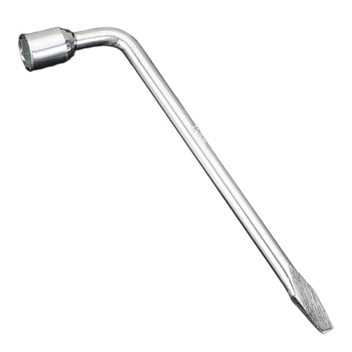 UHANBUT 19mm Car Spare Tire Lug Wrench, L Type Automotive Tire Replacement Tool with Hexagon Slotted End, Universal Steel Vehicle Socket Repair Accessories for Jack (19mm)