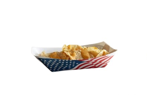 Glownary USA Flag Paper Food Trays, 3 lb, 500 Count
