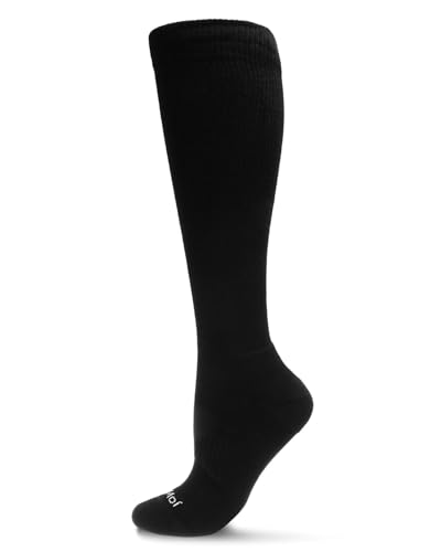 Image of MeMoi Unisex Classic Athletic Cushion Sole Knee High Cotton Blend 15-20mmHg Graduated Compression Socks White 10-13