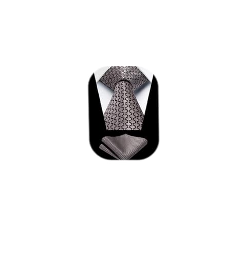 Image of HISDERN Mens Ties Plaid Tie and Pocket Square Set Classic Woven Formal Checkered Neckties & Handkerchief Wedding Party