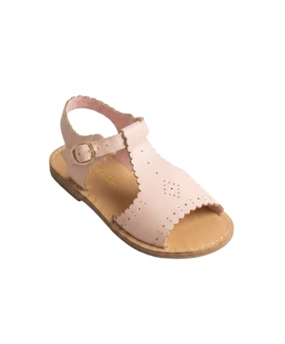 Sandales en cuir pour filles SIRRI style espagnol à bout ouvert festonné