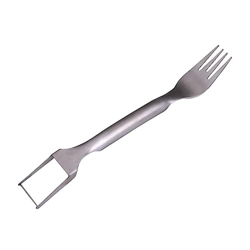 Plookyoe 1 tenedor de sandía 2 en 1, cortador de sandía, cortador de sandía, cortador de frutas de acero inoxidable doble, cuchillo en cubos, color plateado