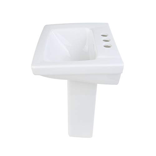 Weewash Child Short Pedestal Bathroom Sink White Heavy Duty Porcelain 21.5" H 16" W With Centerset Faucet Holes And Overflow Kids Kindergarten Training Sink Renovators Supply Manufacturing #TOP3