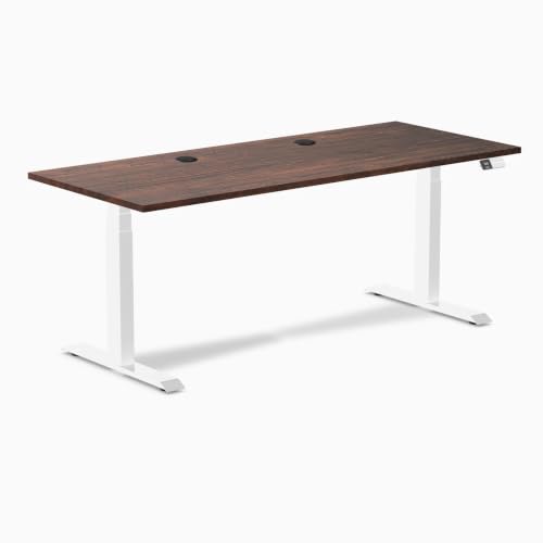 Image of Desky Dual Softwood Sit Stand Desk American Rustic Pine 48 inch White