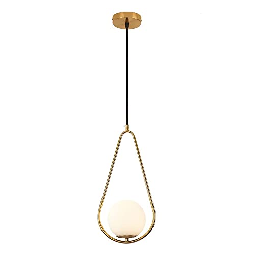Modern Gold Globe Chandelier with White Globe Glass Lampshade Mid