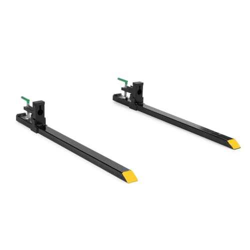 Image of Titan Attachments Light-Duty 60 inch Clamp-On Pallet Forks, 46 inch x 3 inch Fork Length, Rated 2,000 LB, Easy to Install on Loader or Skid Steer Bucket