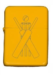 YELLOW CRICKET 14 PERSONALISED ENGRAVED STAR PETROL LIGHTER ENGRAVED FREE OF CHARGE