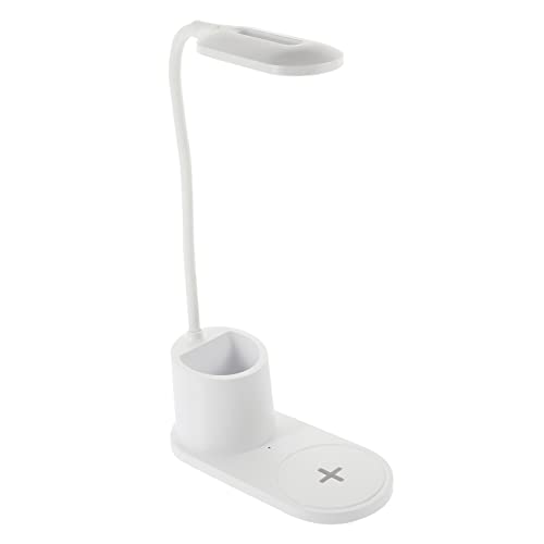 Homoyoyo Lámpara De Escritorio LED Recargable Con Portalápices Luz Regulable Cargador Inalámbrico Lámpara De Lectura Para Diseño Moderno y Funcional