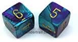 Wondertrail WCXPG0649E2 Purple Teal Gemini Dice with Gold Numbers D6 16mm (5/8in) Pack of 2 Dice Chessex