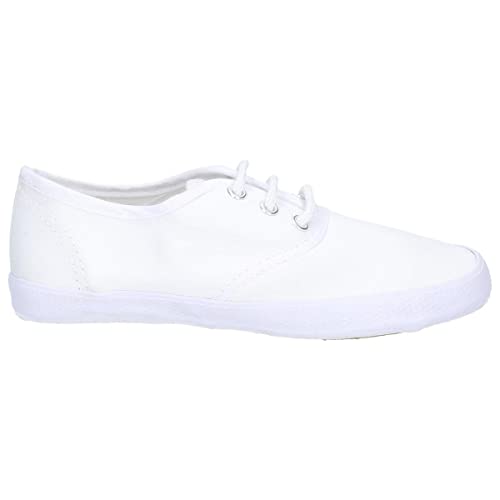 Mirak Girls Morris Lace-Up Textile Plimsoll Sneaker Shoe White (Med) White Textile UK Size 10 (EU 28)2