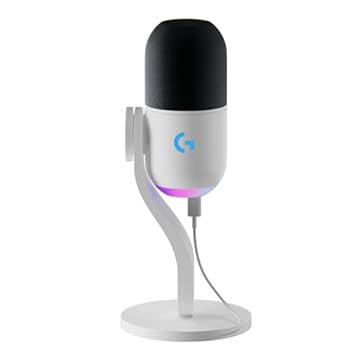 Microfone Dinâmico Gamer Logitech G Yeti GX com RGB LIGHTSYNC Captação Dinâmica Supercardioide, Conexão USB Plug and Play para Gravação de Conteúdo e Streaming em PC e Mac - Branco