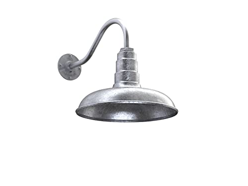 Steel Lighting Co. Topanga Barn Light | Outdoor Wall Mounted | 14 inch Dome | 16 inch Gooseneck | Farmhouse Garage Light Made in America | Galvanized Exterior/Galvanized Interior