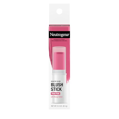 Neutrogena Healthy Glow Blush Stick, Easy to Use Lightweight Makeup, Ultra Creamy Cheek Color with Mango Butter Leaves Skin with a Natural Looking Colo, Petal Pink, 0.3 oz