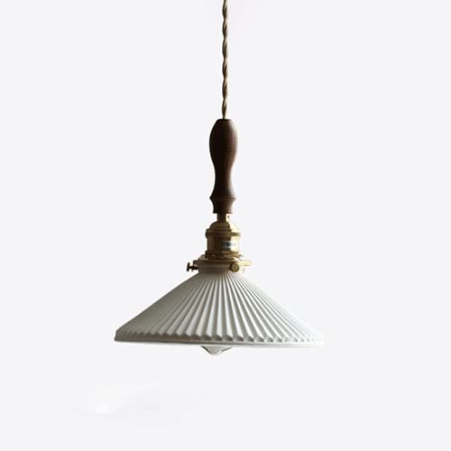 Plafonnier céramique îlot de cuisine au design suspendu en bois de noyer plissé