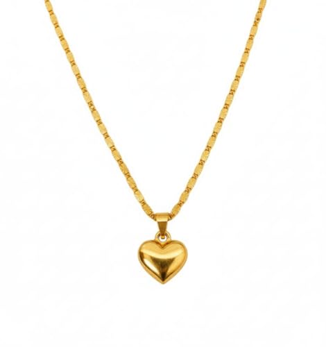 Image of Heart Pendant Necklace for Women & Girls Gold Plated Chain Necklace, Stylish Love Heart Locket Pendant Jewellery, Fashion Necklace, Anniversary Birthday Gift for Wife Girlfriend