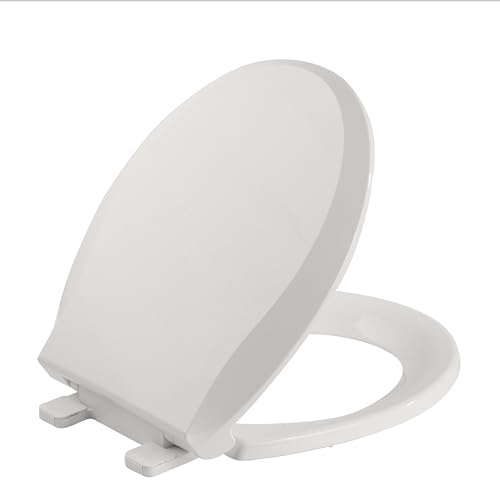 Toilet Seat Round Toilet Seat Cover Biscuit Color Soft Close PP Toilet Seat for Bathroom, Durable and Easy to Clean