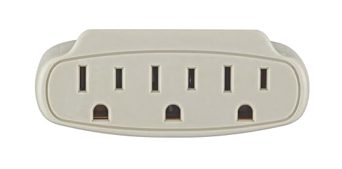 Leviton Grounding Adapter, 125 V, 15 A, 3 Outlet, 1 Pack, 697-I, Ivory