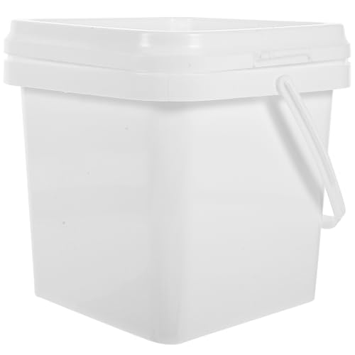 SHINEOFI Seau en Plastique Blanc Récipient de Peinture Pratique et Élégant 2l avec Couvercle et Poignée pour Stockage et Application Facile