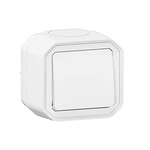 LEGRAND - Interrupteur Mural Etanche Simple ou Va-et-vient 10A Plexo - Commande d'Éclairage Complète Prête à Installer - Pose en Apparent - Fabriqué En France - Blanc