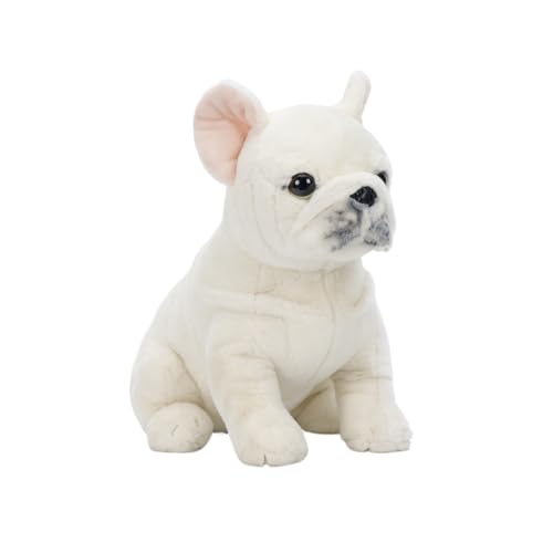 Peluche bouledogue français blanc chiot réaliste et doux