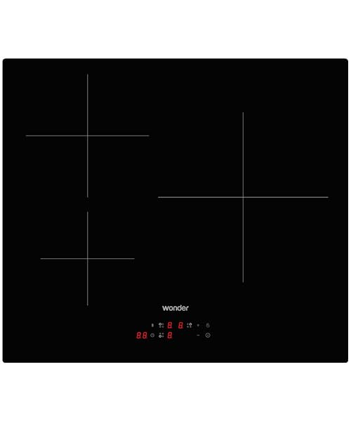 Wonder Placa de Inducción Cristal negro WI3602B. Potencia máx. 6700 W, 3 Zonas de Cocción, 9 Niveles de Cocción, Control Táctil, Función Turbo, Bloqueo y Autodesconexión de Seguridad