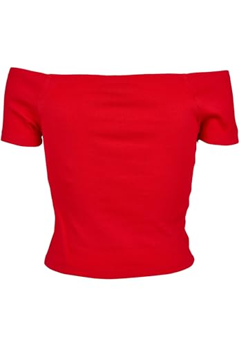 Urban Classics Ladies Off Shoulder Rib Tee, Camiseta Mujer, Rojo (fire Red), XL