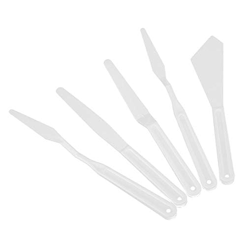 5pcs Cuchillos De Pintura Blanca Espátulas De Plástico Paletas Para Arte Pigmento Aplicación Decoración Manualidades Pintura