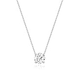 EAMTI 925 Sterling Silver Necklace for Women 1CT Round Cut Cubic Zirconia CZ Solitaire Necklace Dainty Jewelry Gifts for Women Extenders with Lobster Clasp Gifts Anniversary Day 16 Inch