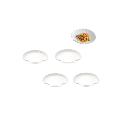 Soßenschalen, Dip-/Dipschalen-Set, aus weißem Porzellan, für Sushi-Tomatensauce, Sojasauce, Ketchup, Honigsenf, Grillsoße oder Gewürze (Muschelform, 85 ml) Cover