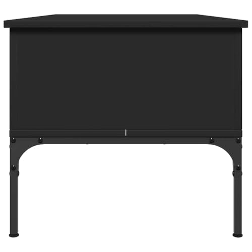 Table basse bois d'ingénierie noir et métal structure robuste de 100 cm style industriel - 7