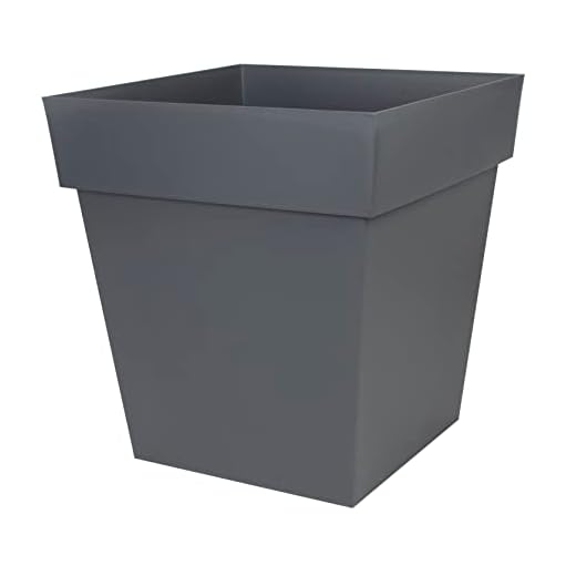 EDA - Pot de Fleur Carré Toscane 50 cm - Volume 87 L - 49,5 x 49,5 x H.52,5 cm - Gris Anthracite