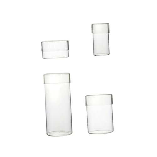 ledmomo 4個 透明ガラス保存容器 密閉蓋付き 食品用貯蔵瓶 コーヒー豆 茶葉 砂糖 塩の乾燥食品保存に キッチン収納用耐久ジャー