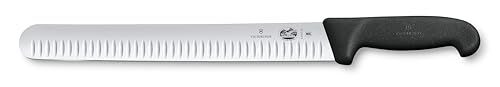 Victorinox Fibrox, Coltello Prosciutto con Lama Alveolata, Coltello da Cucina Affilato per Carne e...