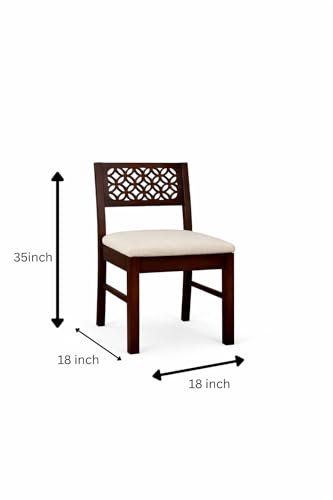 Image of Solid Sheesham Wood Two Drawer Study Table with Chair | Students Reading & Writing Table | Laptop & Work from Home Table (Dark Walnut)