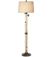 Pacific Coast Lighting Forest Birch Branch Metal Floor Lamp in Natural Finish, Drum Shade in Ligh...