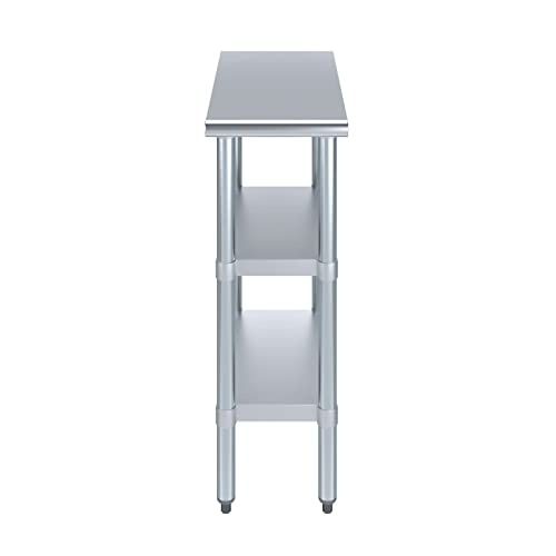 Image of AmGood Stainless Steel Work Table with 2 Shelves | NSF | Metal Utility Table (12 inch Long x 24 inch Deep)