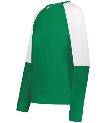 Holloway 223725.340.XL Ladies Momentum Team Fleece Crew T-Shirt Kelly & White - Extra Large