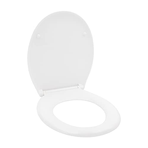 Anika 92289 Quick Release Toilet Seat for Easy Cleaning/Soft Close/White Gloss Finish & Stainless Steel Hinges/Easy Installation with Simple Top Fixing / 45cm x 37cm