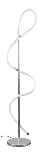 Reality Leuchten RL LED Lámpara de Pie Argos R42361106, Metal Cromo Plástico Blanco, excl. LED de 28 vatios, Regulador de intensidad