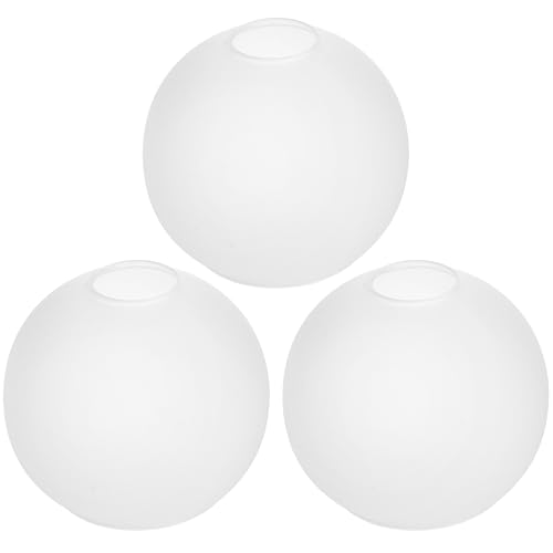 Image of Handblown Frosted Glass Globe Lamp Shade - 1.65 inch Fitter Opening - Replacement Lamp Shade for Pendant Lights, Chandeliers, Wall Sconces, Vanity & Ceiling Fixtures (3 Pack)