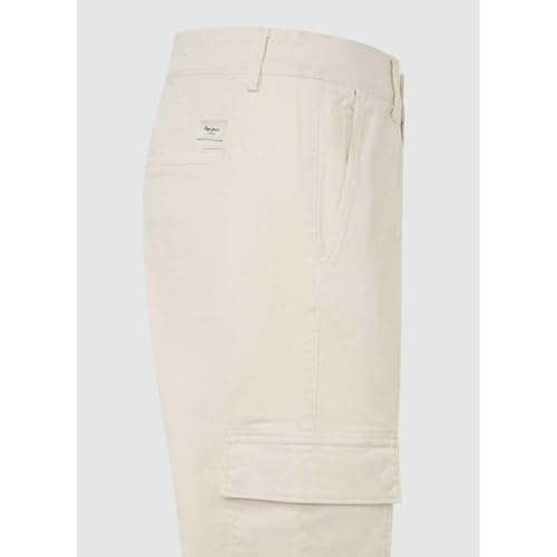 Pepe Jeans Para Hombre. PM211641 PantalóN Cargo Slim Twill Blanco (30), Casual, AlgodóN, Sostenible - 3