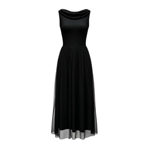Robe de bureau cocktail noire à coupe fluide élégante - 4