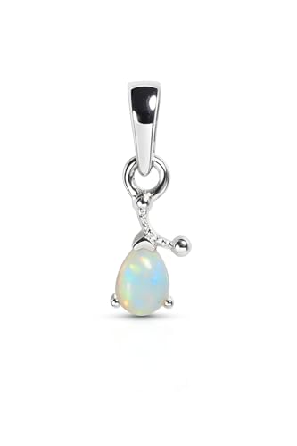Pendentif opale éthiopienne cabochon poire 5x4mm et pendentif argent 925 femme
