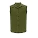 Men's Linen Shirts Sleeveless Casual Shirts Button Down Shirt for Men Beach Summer Wedding Tank Tops Camis with Pockets Army Green