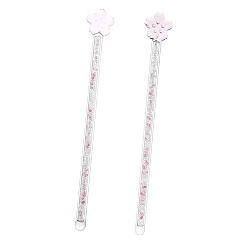 COLLBATH 2pcs Stylish Glass Stirring Rods Long Handle Mixing Sticks for Juice Cocktail Coffee for Home Bar Restaurant Use Elegant Design with Workmanship