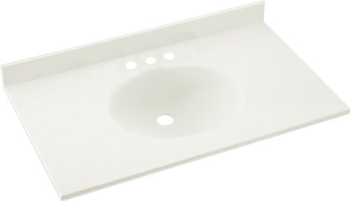 Swanstone VT02249.018 Ellipse Solid Surface Single-Bowl Vanity Top, 49-in L X 22-in H X 7.25-in H, Bisque #1